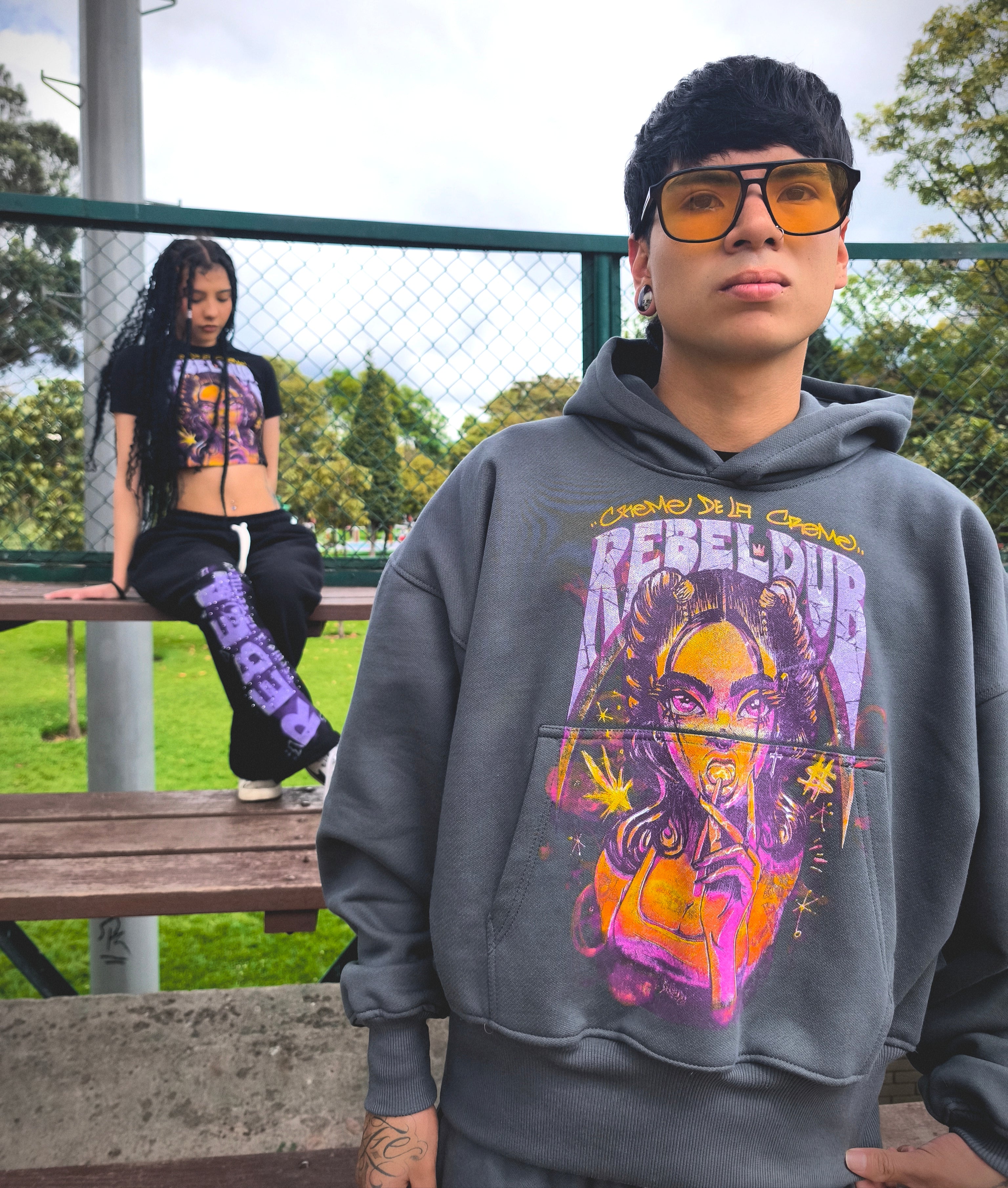 hoodie girl creme de la creme gris plomo