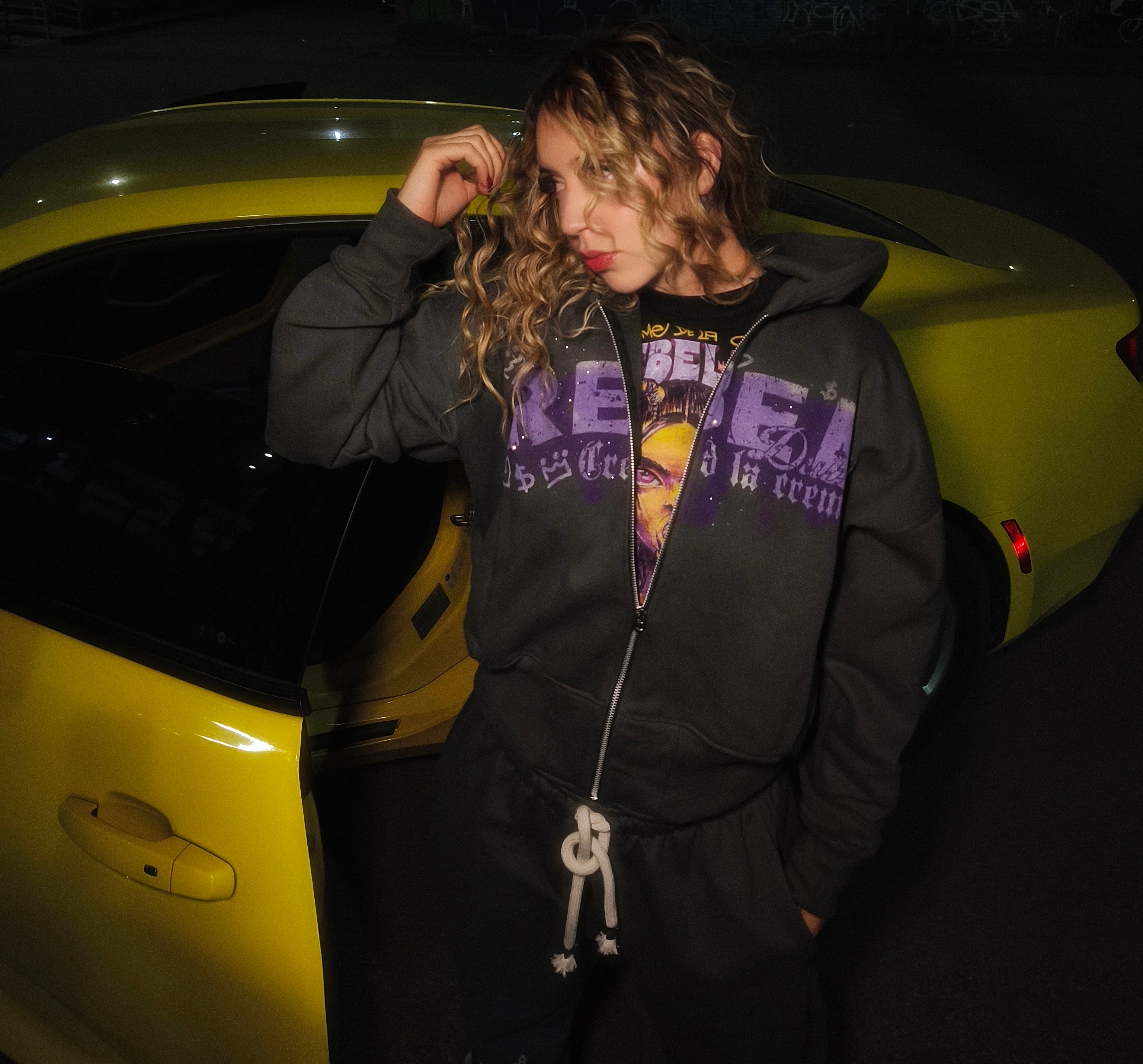 Chaqueta de capucha creme de la creme,gris plomo